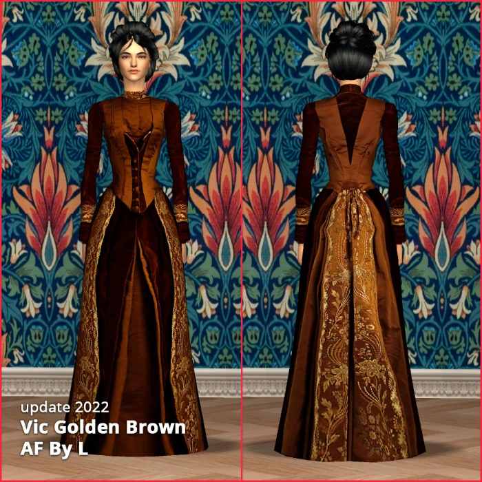 golden brown victorian dress af by lidiqnata sims 2