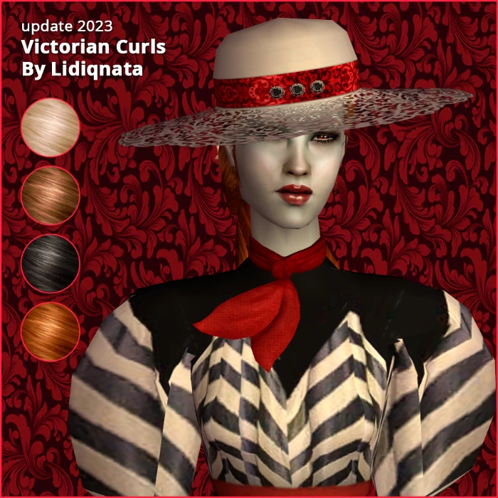 victorian hair set with lace hat curls set by lidiqnata for sims 2