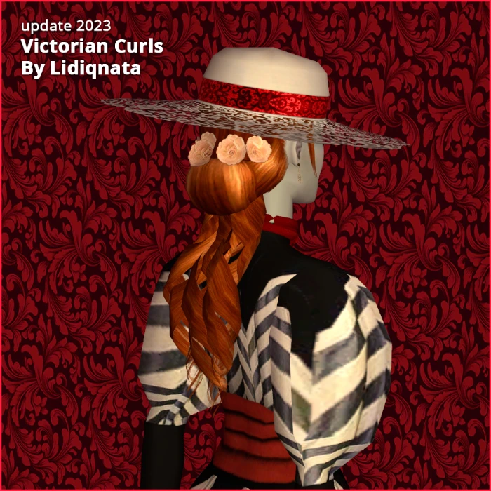 victorian hair set with lace hat curls af by lidiqnata for sims 2