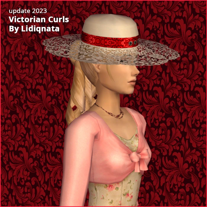 victorian hair set with lace hat curls tf by lidiqnata for sims 2